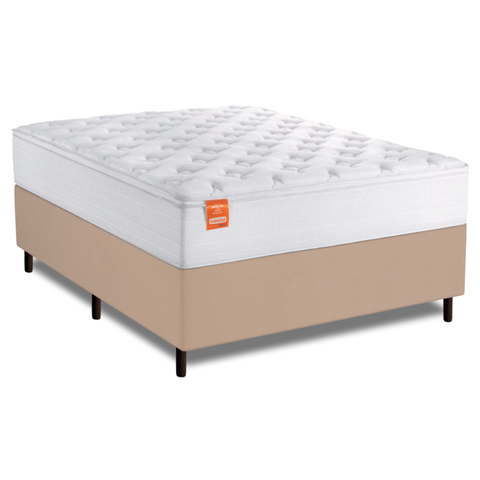 Cama Box Colchão Casal King Molas Ensacadas Real 193x203x65cm Branco / Bege Inducol