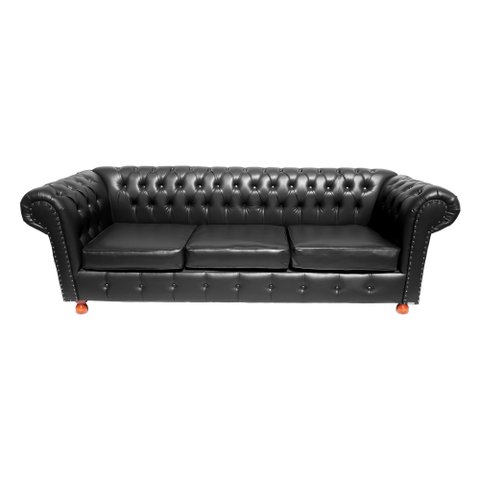 Sofá Chesterfield Capitone Luiz XV Corano Preto 2,00