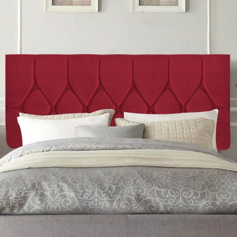 Painel Estofada Istambul Botão Capitonê 100cm Solteiro Para Cama Box Quarto Suede Vermelho - Ahazzo 