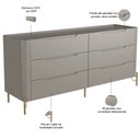 Ver imagem 2 de Cômoda para Quarto Closet Orgânica 6 Gavetas Pés Industrial Dourado Bliss I03 Grigio - Lyam Decor