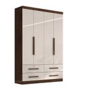 Ver imagem 2 de Guarda Roupa Solteiro Maximus Plus 4 Portas de Bater 4 Gavetas Marrom/Jacaranda/Off White