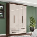 Ver imagem 1 de Guarda Roupa Solteiro Maximus Plus 4 Portas de Bater 4 Gavetas Marrom/Jacaranda/Off White