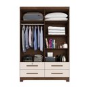Ver imagem 4 de Guarda Roupa Solteiro Maximus Plus 4 Portas de Bater 4 Gavetas Marrom/Jacaranda/Off White