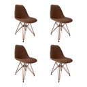 Ver imagem 1 de Kit 4 Cadeiras Jantar Estofadas Caramelo Eiffel Eames Base Cobre - Cor: Caramelo