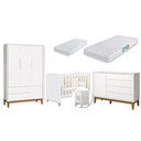 Ver imagem 1 de Quarto de Bebê Berço Evolution + Guarda Roupa 3 Portas + Cômoda Sapateira Elfe Branco 2 Colchões