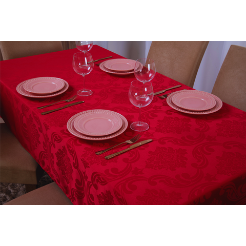toalha de mesa quadrada 4 lugares tecido jacquard 1,35x1,50:vermelho