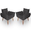 Ver imagem 1 de Kit 02 Poltrona para Sala e Quarto Decorativa Opala Suede Cinza