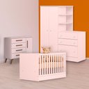 Ver imagem 1 de Conjunto Berço Mini Cama, Cômoda Sapateira Retrô e Guarda Roupa C/ Cômoda Rosa