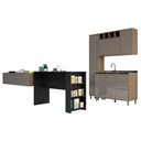 Ver imagem 6 de Cozinha Pequena 6 Peças Com Bancada Para Tv Balcão Ilha Balcão De Pia E Armários Mel Vanill e