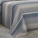 Ver imagem 5 de Kit Cobre Leito Casal Padrão Com Fronhas Piquet Algodão 3 Peças Listrado Azul Marinho e Palha
