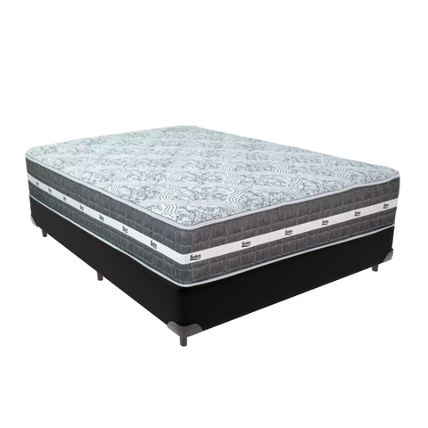 Cama Box Preto e Colchão Black Graphite Molas Ensacadas Casal 138x188x27 Anjos