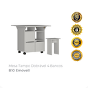 Ver imagem 2 de Mesa Tampo Dobrável 4 Bancos B10 Emovell:branco