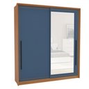 Ver imagem 2 de Guarda-roupa Casal Valência 2 Portas 2 Gavetas com Espelho Freijó/azul - Politorno