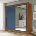 Ver imagem 1 de Guarda-roupa Casal Valência 2 Portas 2 Gavetas com Espelho Freijó/azul - Politorno