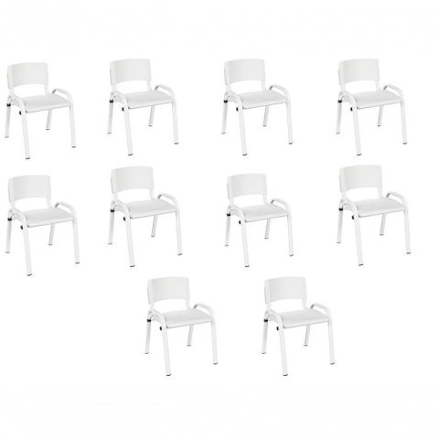 Kit 10 Cadeira Iso Infantil Creche, Base Branco Branco