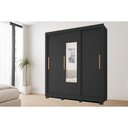 Ver imagem 1 de Guarda Roupa Casal 3 Portas de Correr (1 C/ Espelho) e 2 Gavetas Chile Preto - Caemmun