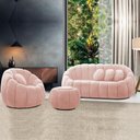 Ver imagem 1 de Sofá 2 Lugares com Puff e Poltrona Orgânica Fixa Cloud Bouclê E03 - D'Rossi Cor Rose