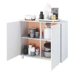 Balcão 2 Portas 2 Prateleiras 4 Pés Rodízios Bbc 14 Linha Line - Brv Móveis - 2