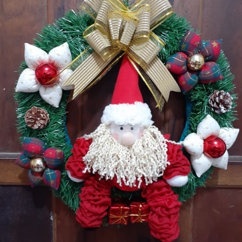 Guirlanda de Natal com Papai Noel Tradicional - 50cm