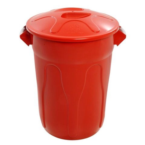 Lixeira Plástico Vermelha com Tampa Sobreposta de 100 Litros - CR100V - JSN Cesto Plástico Vermelho 