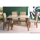 Ver imagem 1 de Conjunto: Mesa de Cozinha Adele Madeira Maciça Tampo Madeirado C/ Vidro 130x80cm e 4 Cadeiras Paola