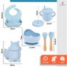 Kit 10 Pçs Alimentação para Bebê Silicone Infantil Ventosa Azul - 2