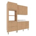 Ver imagem 2 de Cozinha Modulada Estela 190cm Aéreo Torre Quente 4 Peças Cor:freijó