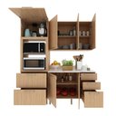 Ver imagem 7 de Cozinha Modulada Estela 190cm Aéreo Torre Quente 4 Peças Cor:freijó