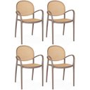 Ver imagem 1 de Kit 4 Cadeiras de Jantar Roma com Braço para Sala e Cozinha - Marrom Claro