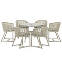 Ver imagem 1 de Mesa com 6 Cadeiras de Jantar Roma 120cm e Noronha em Alumínio Fendi Corda Náutica Estofado 5 Trama
