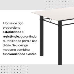 Conjunto de Mesa Tubular 120cm X 75cm Tampo em Vidro com 4 Cadeiras Iris B - 11