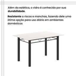 Conjunto de Mesa Tubular 120cm X 75cm Tampo em Vidro com 4 Cadeiras Iris B - 10