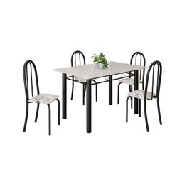 Conjunto de Mesa Tubular 120cm X 75cm Tampo em Vidro com 4 Cadeiras Iris B - 2