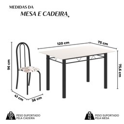 Conjunto de Mesa Tubular 120cm X 75cm Tampo em Vidro com 4 Cadeiras Iris B - 3