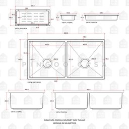 Cuba Dupla Para Cozinha Gourmet Inox Tukano Pingoo.casa - Dourado - 5