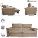 Ver imagem 2 de Sofá Retrátil e Reclinável 3,15m Molas Ensacadas Cama inBox Big Home Bordado 3D Linho Bege