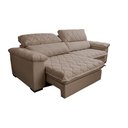 Ver imagem 7 de Sofá Retrátil e Reclinável 3,15m Molas Ensacadas Cama inBox Big Home Bordado 3D Linho Bege