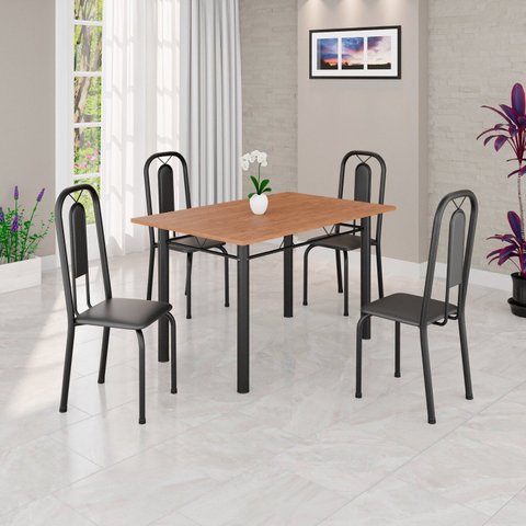 Conjunto Sala de Jantar com 4 Cadeiras Lívia Preto