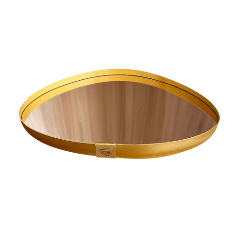 Bandeja de Vidro Decorativa Espelhada em Couro