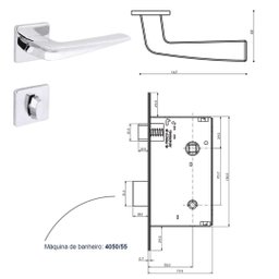 Fechadura Banheiro Chevron 5098508/55 - Cromado Arouca - 2