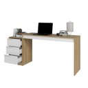 Ver imagem 3 de Mesa Escrivaninha 176,5x78,5cm 3 Gavetas Mel/Branco BC98