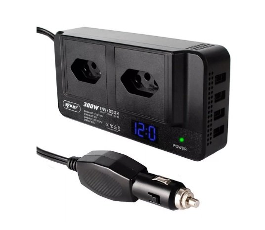 Inversor de Tensão 12v 300w/100v = 4 Tomadas Usb