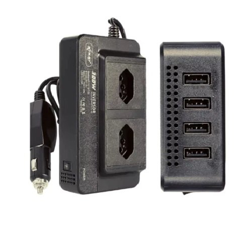 Inversor de Tensão 12v 300w/100v = 4 Tomadas Usb - 2