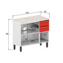 Ver imagem 3 de Gabinete de Cozinha Modulado Colors 6114 3 Portas e 2 Gavetas c/ Tampo Branco/Vermelho - Bertolini