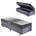 Ver imagem 1 de Base Box Baú 88x188 Suede com Colchão Dual Firm Espuma Ecoflex