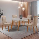 Ver imagem 1 de Mesa de Jantar Copper 120 cm Tampo MDF Vidro Canto Copo com 4 Cadeiras Carolina