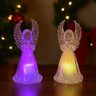 Kit 2 Anjos Decorativos Acrílico Natalino Iluminado Led Colorido 11cm - Nataluz - 2