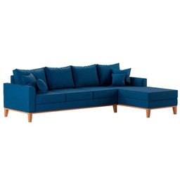 Sofá 4 Lugares Beny com Chaise Direito Suede Azul - 3