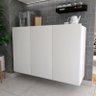 Aparador Buffet Mais Armário Suspenso para Cozinha Quarto Parede Cor Branco Ajl Store Kit Buffet com - 3