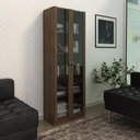 Ver imagem 4 de Armário Estante com 2 Portas de Vidro Me4115 Nogal - Tecno